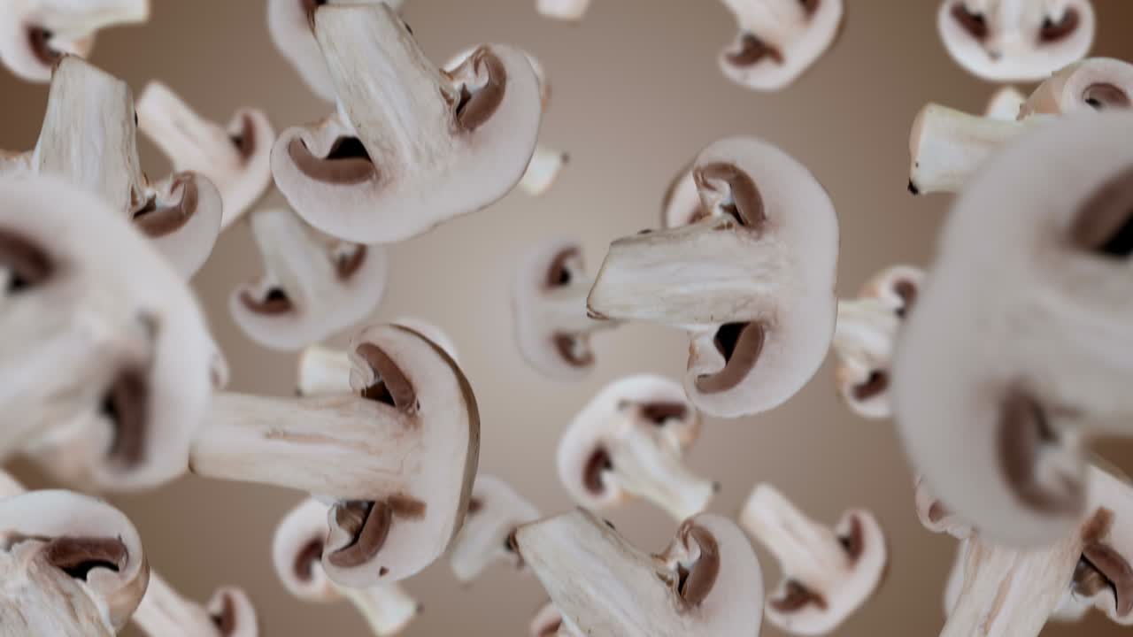 신선한 피니온이 떨어지는 느린 모션