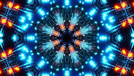 animación azul y amarilla con centro negro. ciclo de caleidoscopio vj