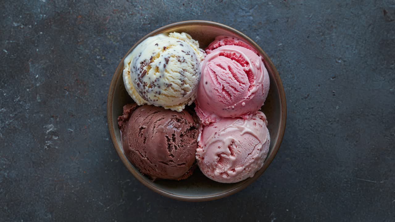 tres cucharadas de helado en un tazón