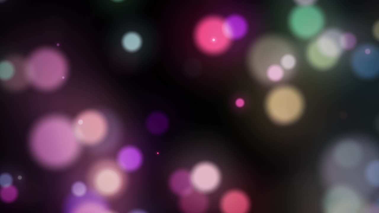 fondo bokeh abstracto en bucle arco iris pastel de colores soñadores bokeh gráficos de movimiento ligero en fondo negro. 4k 3d renderización de bucle sin costuras partícula suave dulce en tono pastel para su fondo sin costuras o superposición.