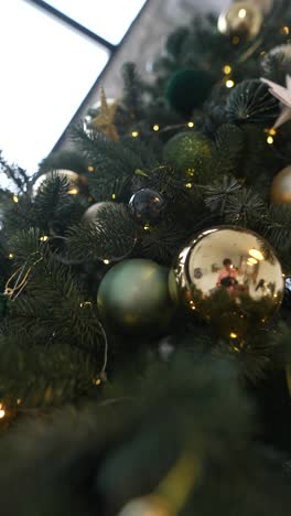 close-up of a beautifully decorated christmas tree