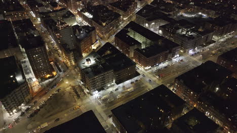 aerial view of harlem streets at night. shot in new york city