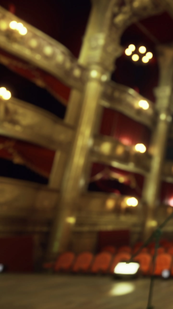 The view of an empty theater before a performance in the evening