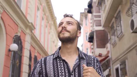 young man walking.