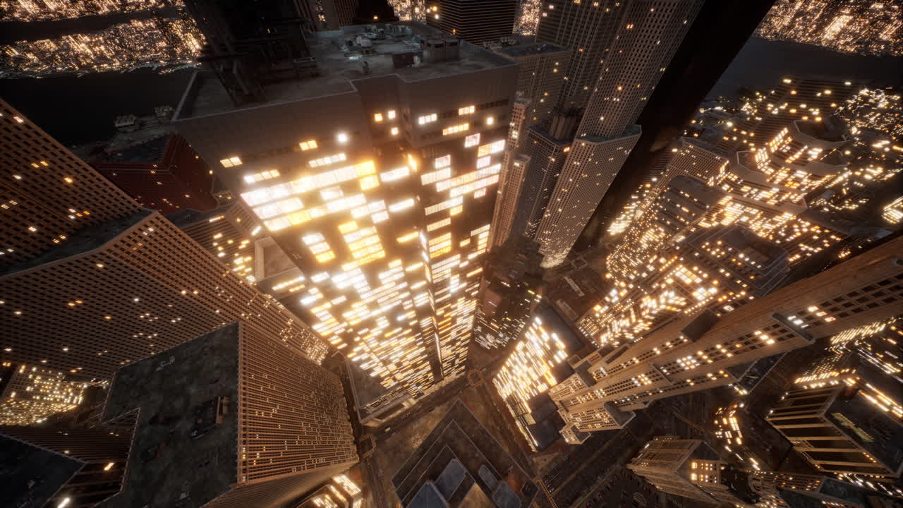 impresionante vista de la ciudad del horizonte futurista por la noche