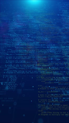 program code and data wave technology molecule flowing dot particle wave flow line wireframe glowing