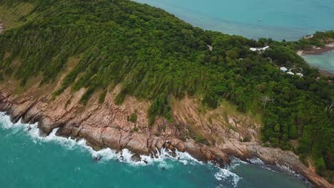 aerial view of the sea and mountains of koh samet, thailand.