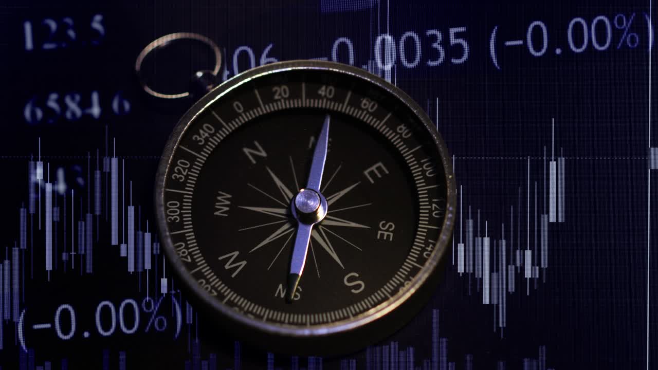 거래 그래프와 함께 나침반의