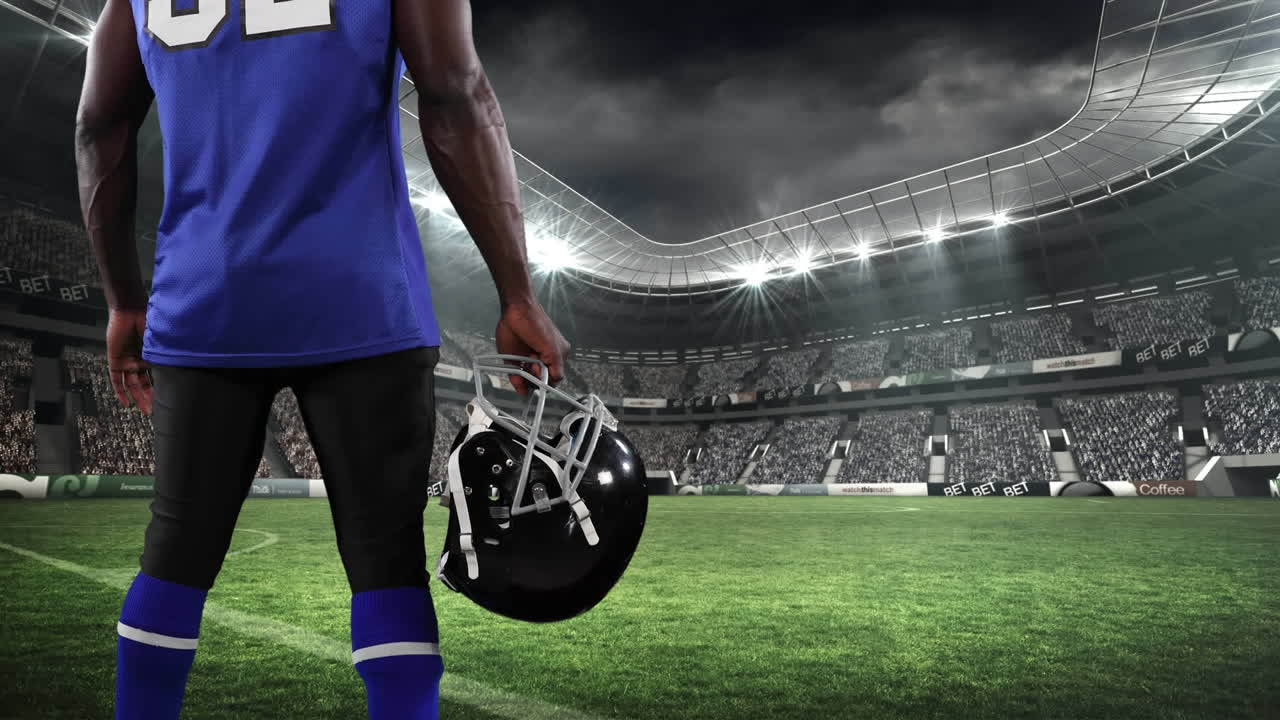 남자 럭비 선수 와 스포츠 경기장 배경