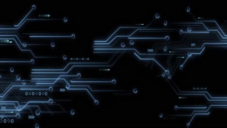 animación del procesamiento de datos en una placa de circuitos informáticos