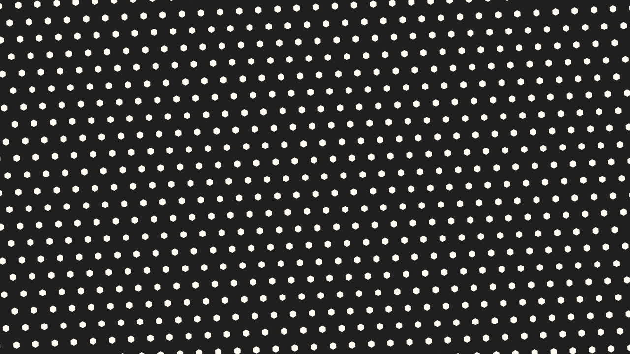 Simple black and white polka dot background with evenly spaced repeating dots, ideal as a minimalist backdrop for motion graphics, titles, presentations, social media or product videos