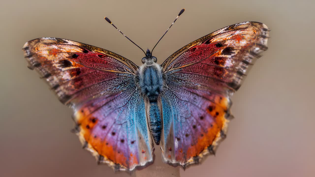 Stringere l'inquadratura della camera catturando una farfalla con le ali spiegate in primo piano, rivelandone le venature