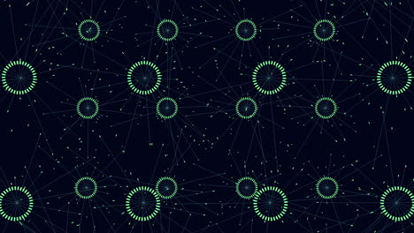 digital random motion neon colorful circles with glitters in dark galaxy