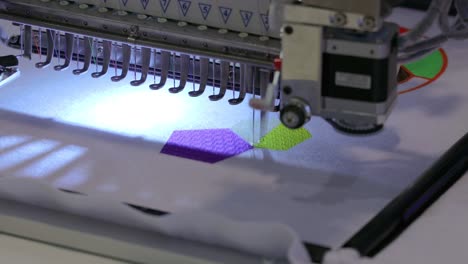 máquina de coser industrial automática para coser por patrón digital. industria textil moderna.
