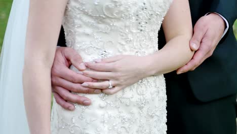 shot of bride - groom with wedding flower