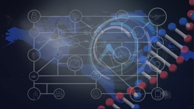 Animation of network of connections over scope scanning and data processing
