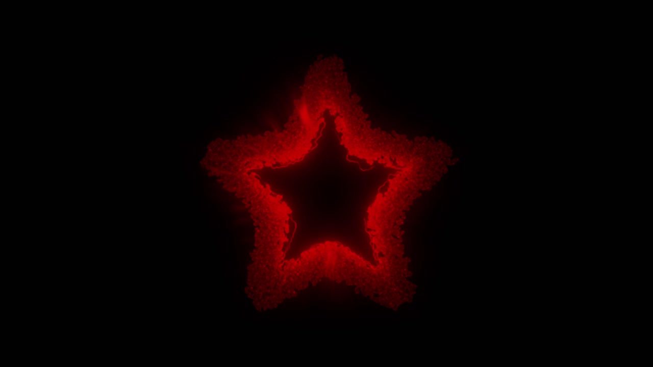Red star shaped portal on black background. Loopable sci-fi or magic VFX