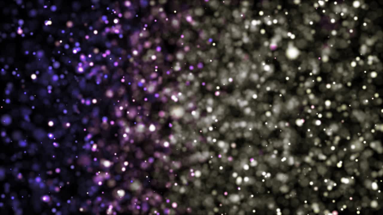 Abstract dots background. Multicolored illuminated particles. Depth of field. Abstract lighting, dust, particle and glare on a dark background. Futuristic technology. Bokeh. 3d loop animation, VJ, 4K