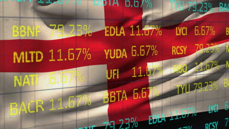 Animation-of-financial-data-processing-over-flag-of-england