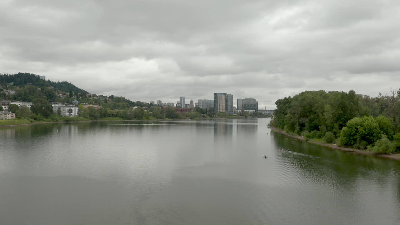dolly forward showing ross island and portland in background