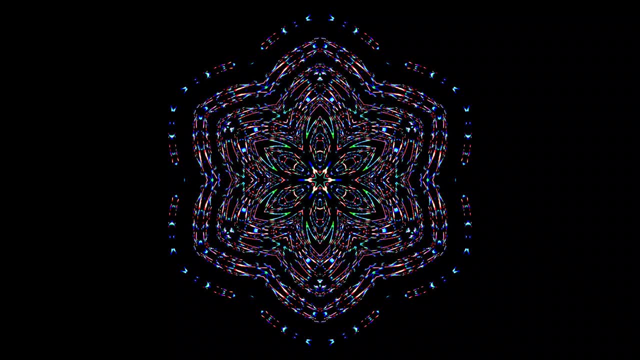 forma redonda animada de luces intermitentes multicolores, sobre un fondo negro