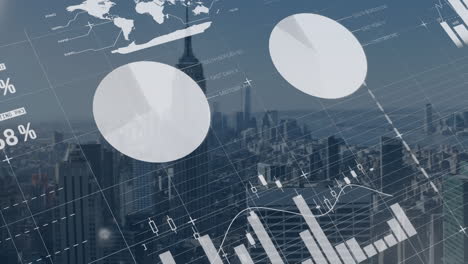 animation der finanzdatenverarbeitung über das stadtbild
