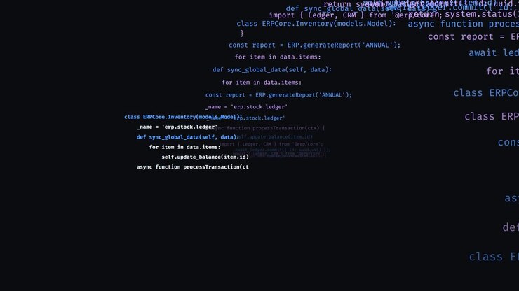 Code source défilant sur fond sombre