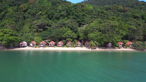 best aerial view flight cabins huts in paradise on jungle white sandy beach island koh chang thailand 2022