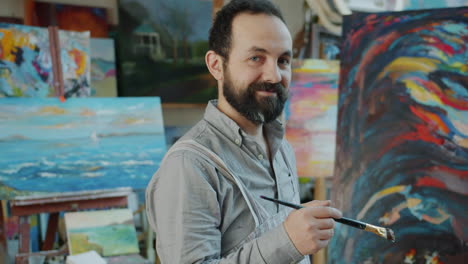 artist at work in a painting studio