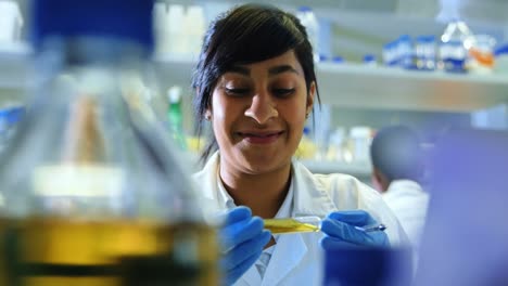 animation of data processing over biracial laboratory scientist