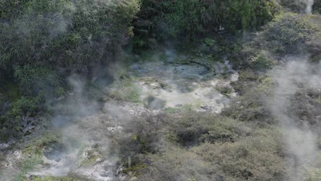 vapor que proviene del suelo en una zona geotérmica activa, cráteres de la luna, taupo, nueva zelanda