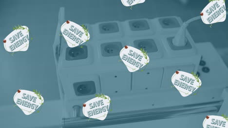 animation of save energy text over sockets
