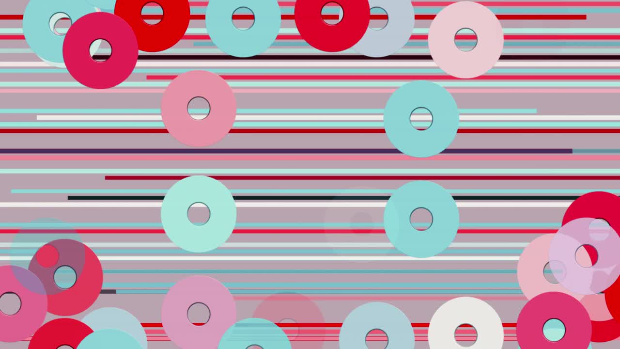 다채로운 선과 원의 추상적인 배경