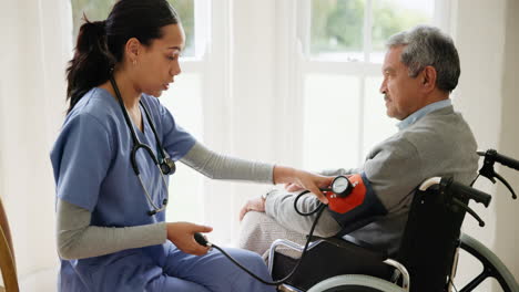 Blood-pressure,-nurse-and-old-man-in-wheelchair