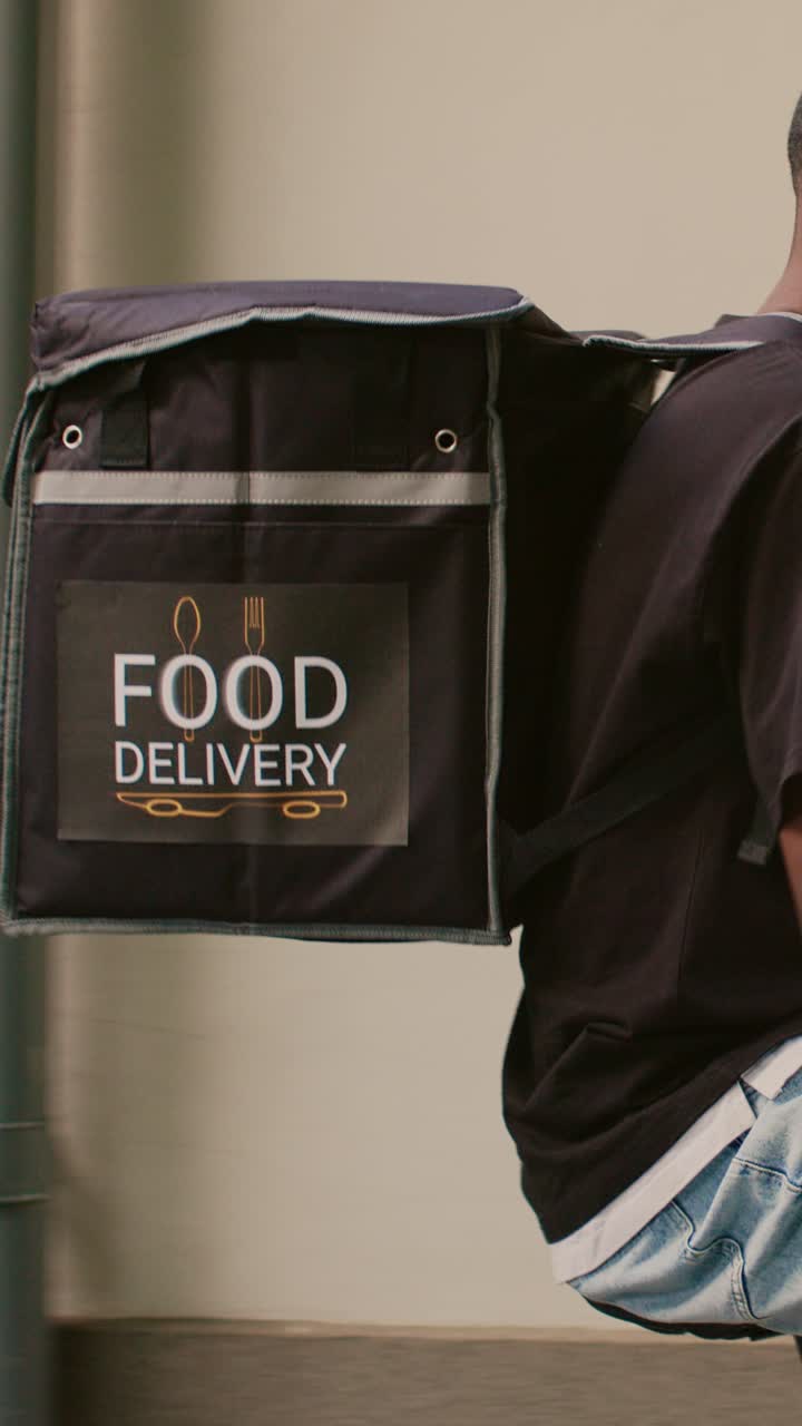 Man delivering food with backpack