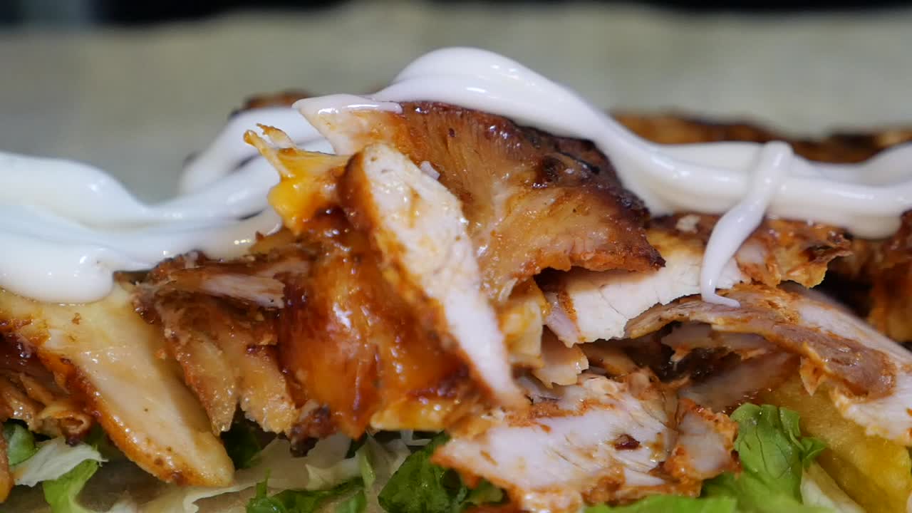 Close-up of a Chicken Shawarma
