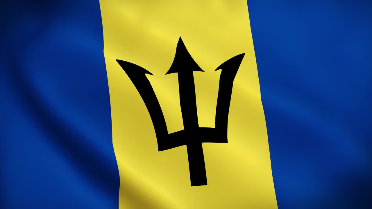el signo animado nacional de barbados, la bandera animada de barbados, las banderas de barbados ondeando, la bandera nacional de barbados animada.
