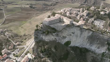 a beautiful drone footage over the stronghold of san leo - italy