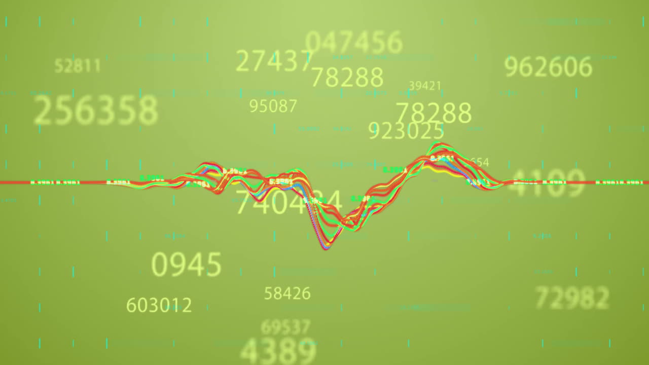 Animation of digital data processing over green background