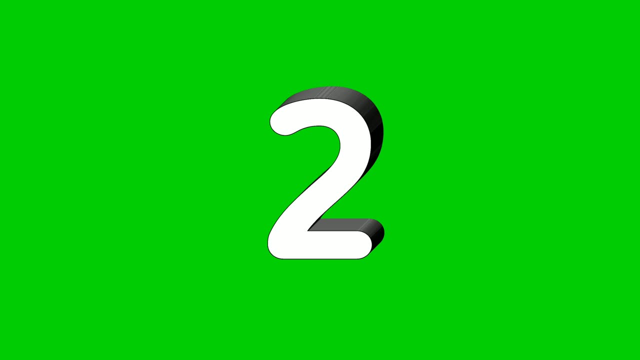 3d 숫자 2 기호 애니메이션 모션 그래픽 아이콘 초록색 화면 배경, 숫자가 연기, 만화 영상 영상 요소에 나타납니다.