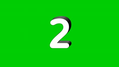 3d number 2 two sign symbol animation motion graphics icon on green screen background,the number reveal on smoke,cartoon video number for video elements