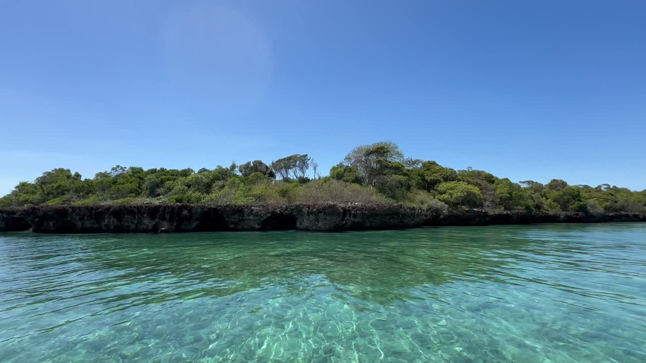 The coast of Kwale Island on a sunny day. Zanzibar, Tanzania.