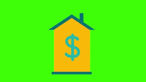 icon of a house with a dollar sign pops up on the green screen