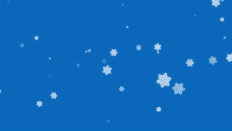 falling snowflakes on blue background, winter snow. 4k