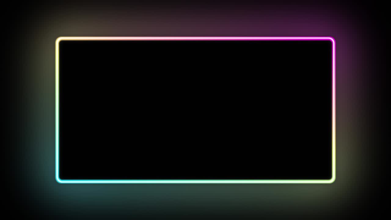 네온 광고 프레임 배경 직사각형 uv 빛 검은색