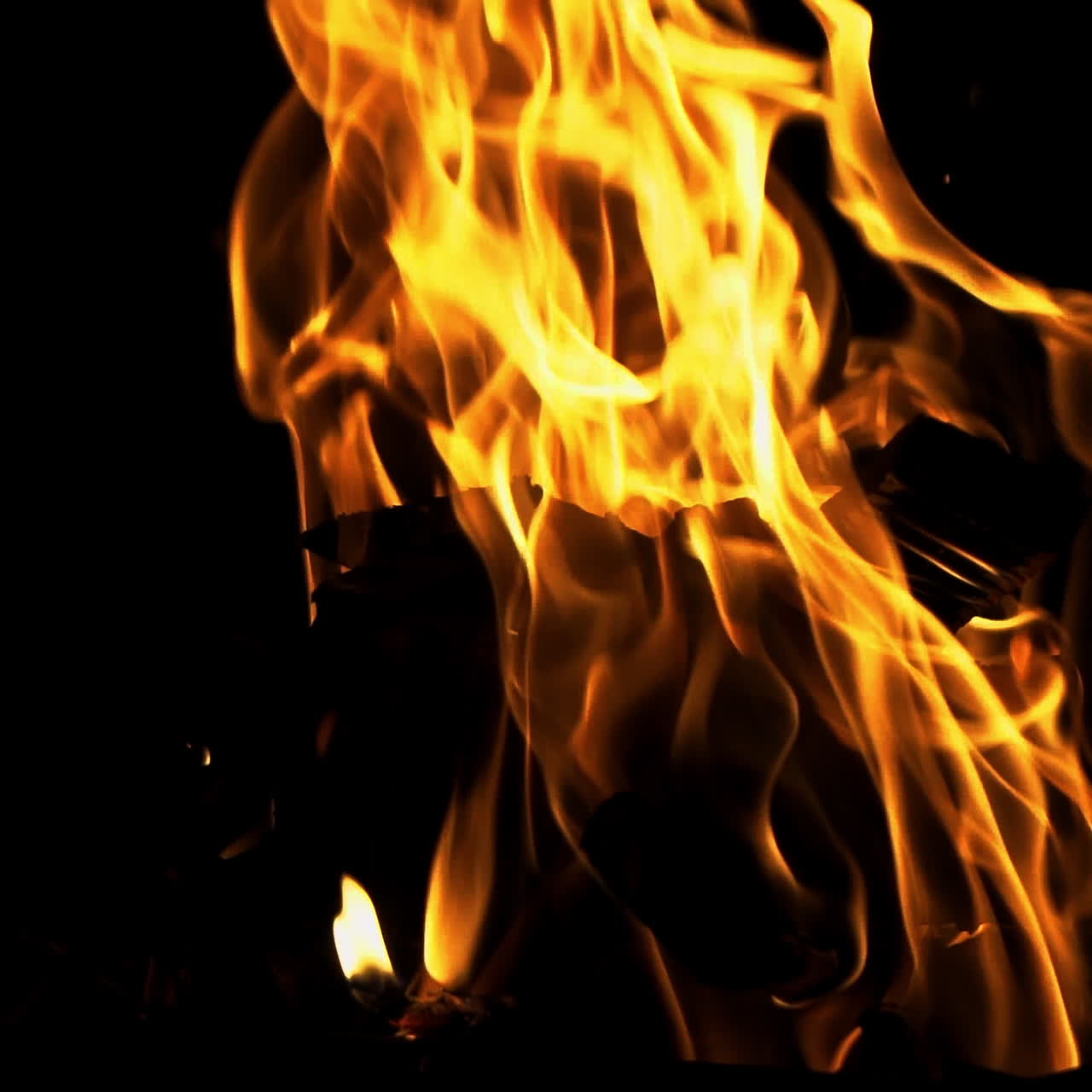 Bonfire. Burning Wood in Slow Motion