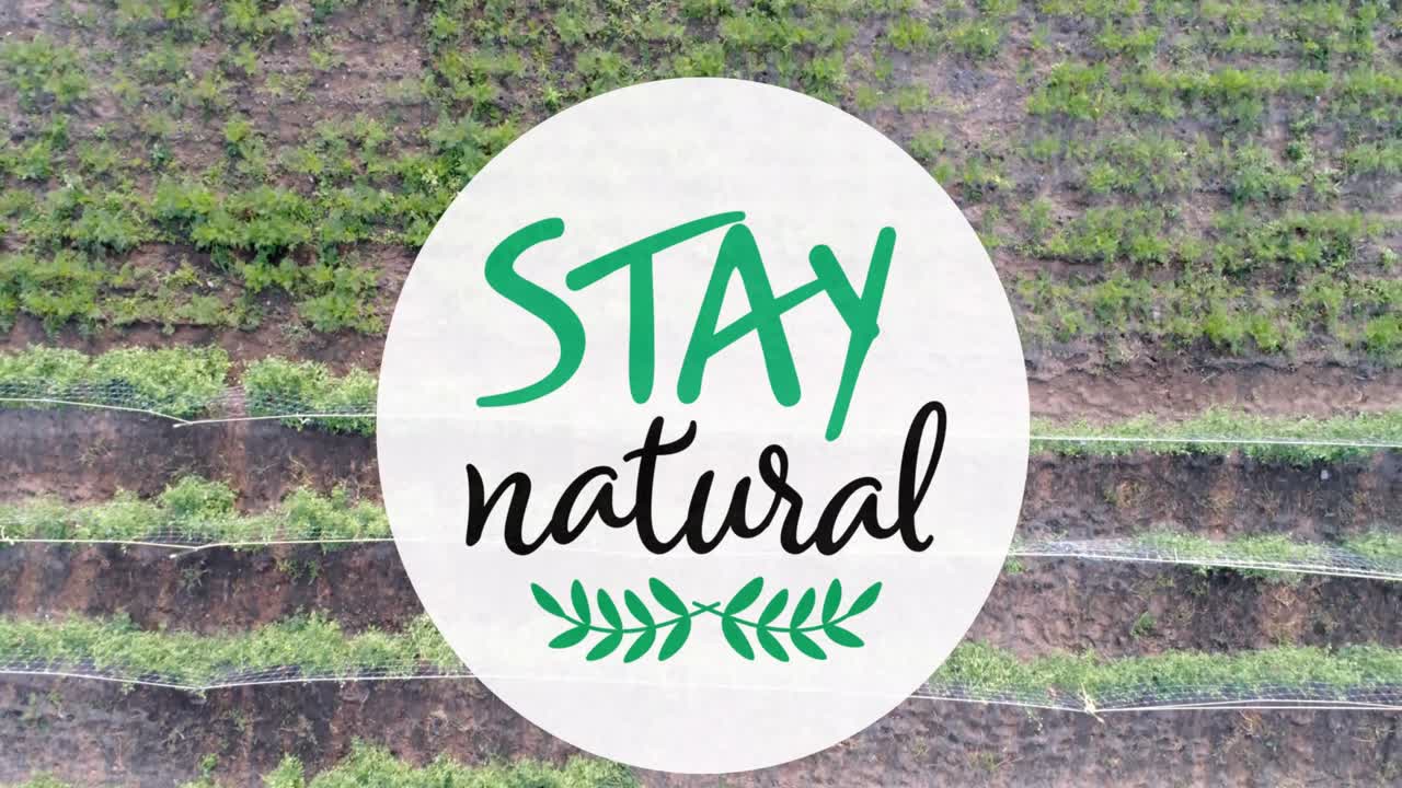 Animation of stay natural text over field