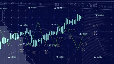 animation of financial data processing over dark background