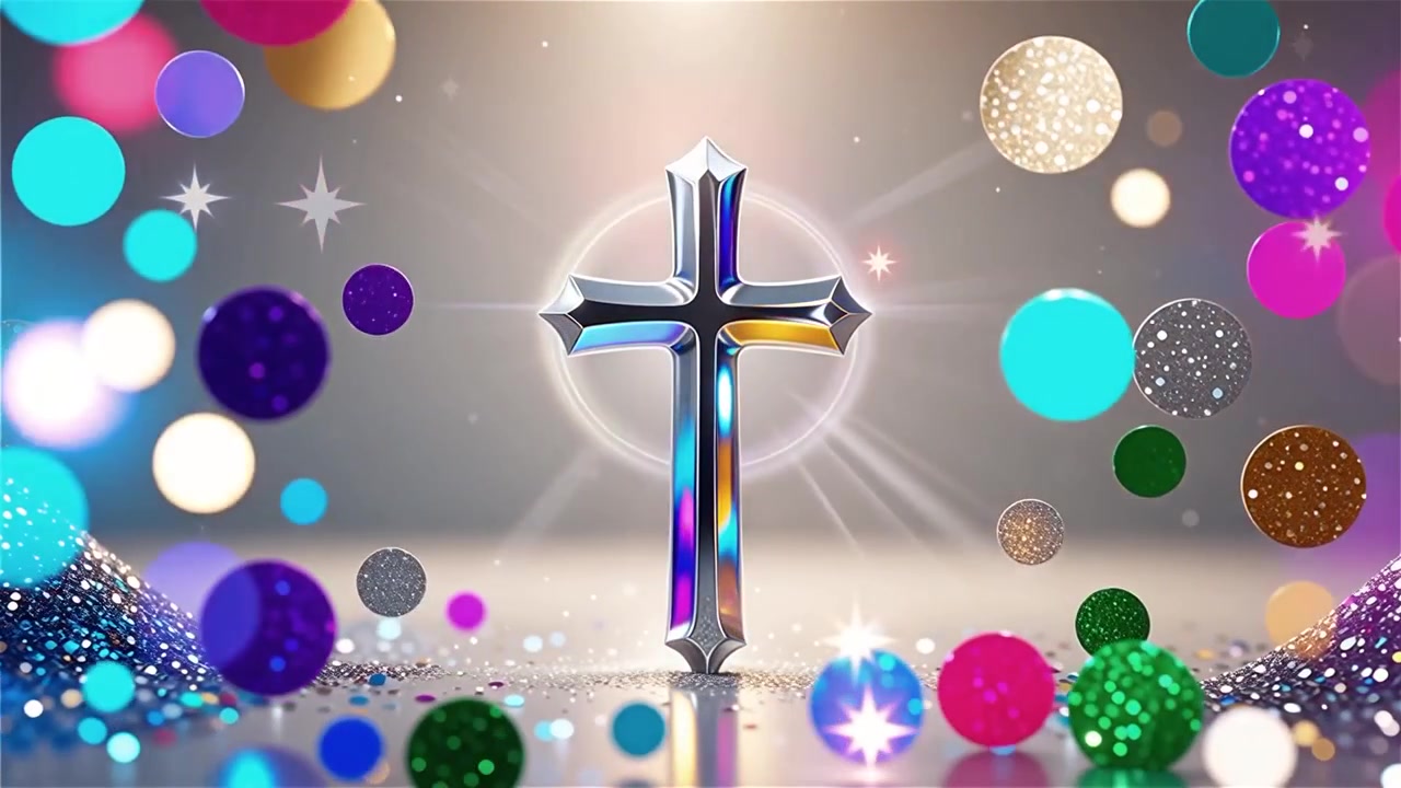Croce Cristiana Luce Celestiale Sfondo per il Culto.