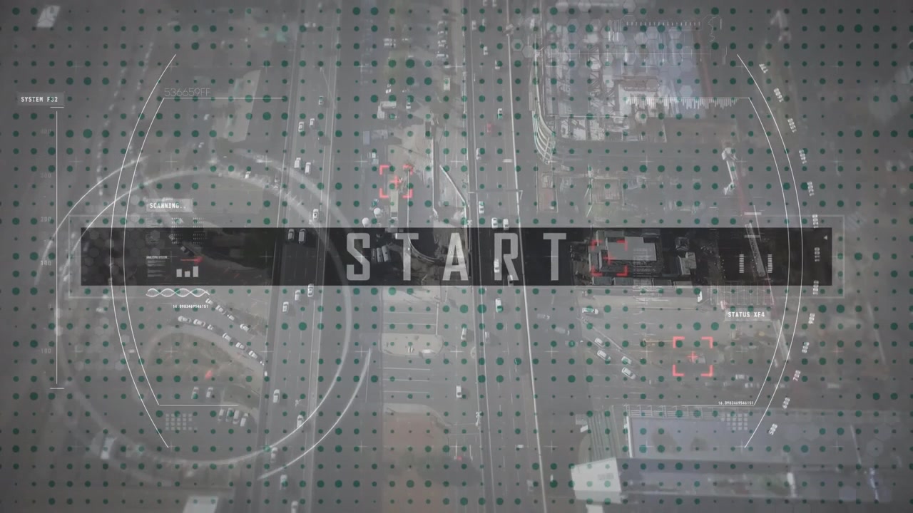Animation of spots of lights and rotating gears in digital space